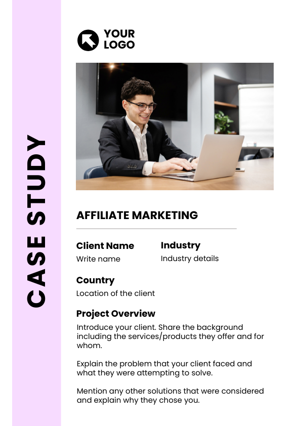 Affiliate marketing case study template in DocHipo