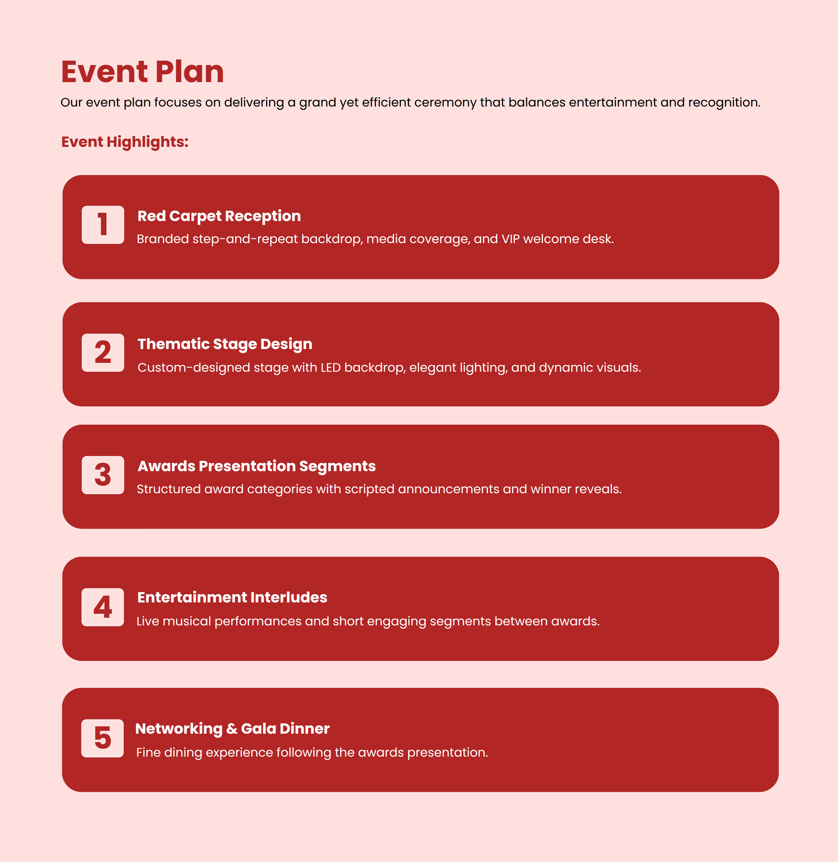 Award Ceremony Proposal Event Plan