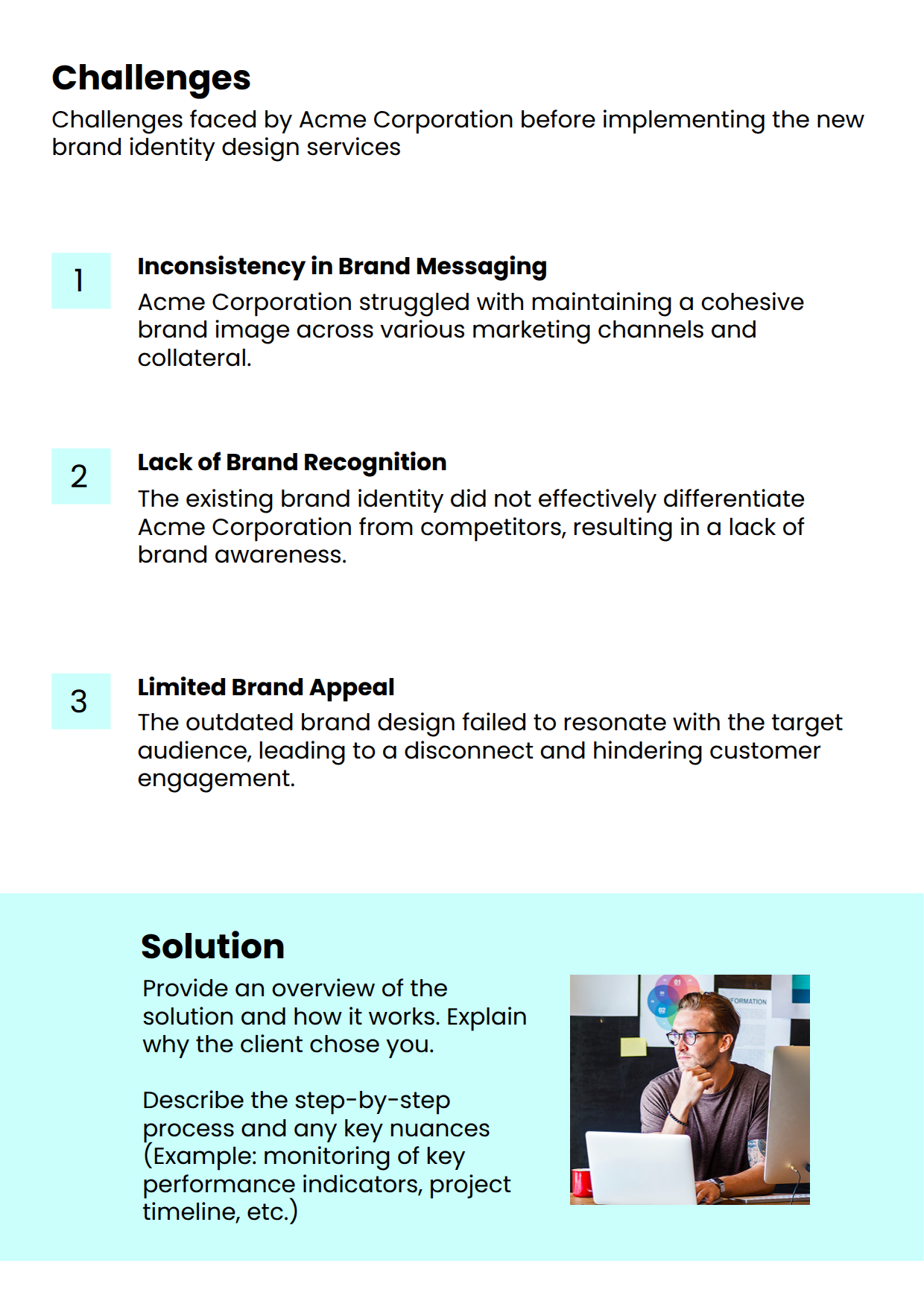 Brand Identity Case Study Template Challenges Section