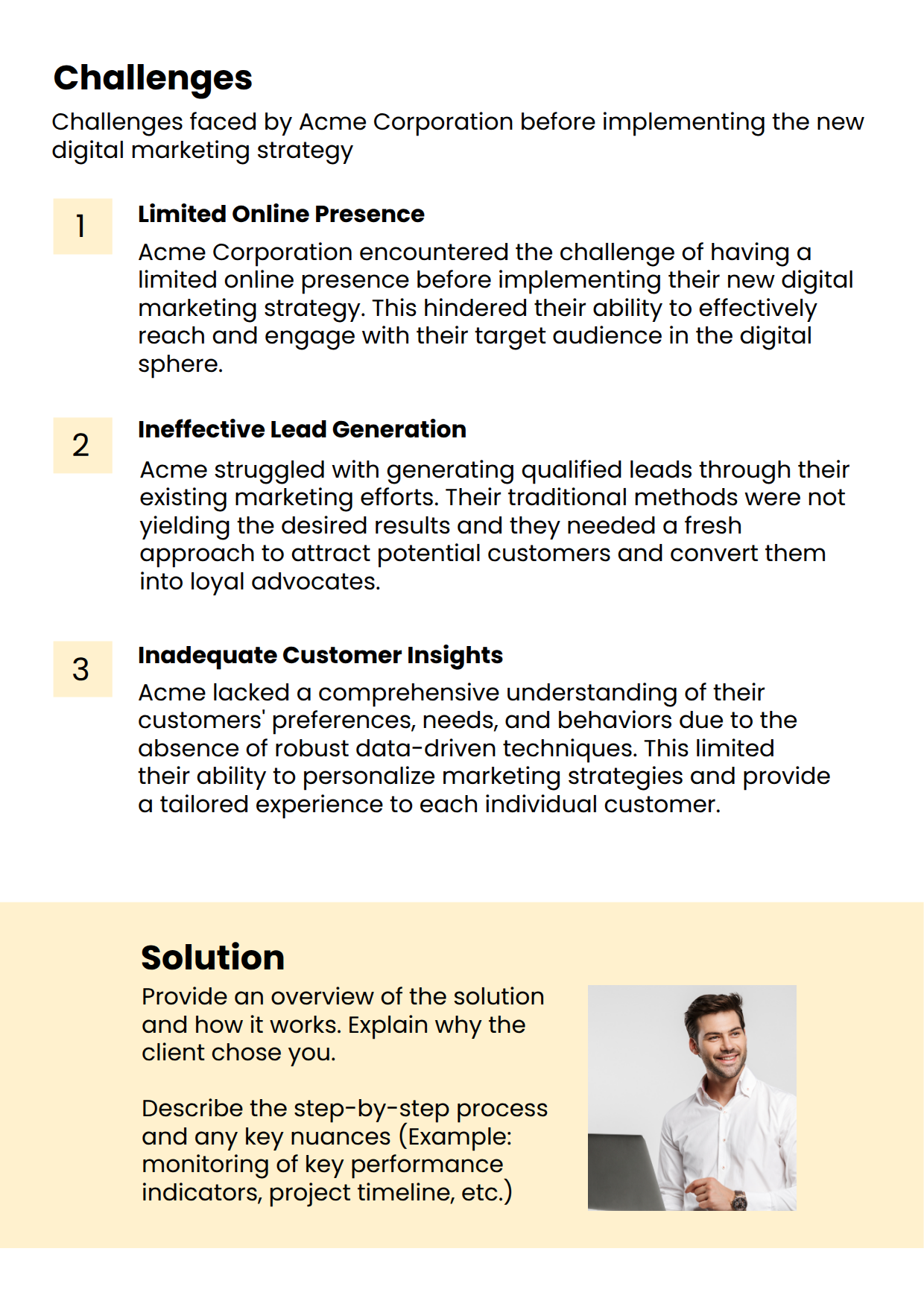 Case Study Template for Digital Marketing Key Challenges