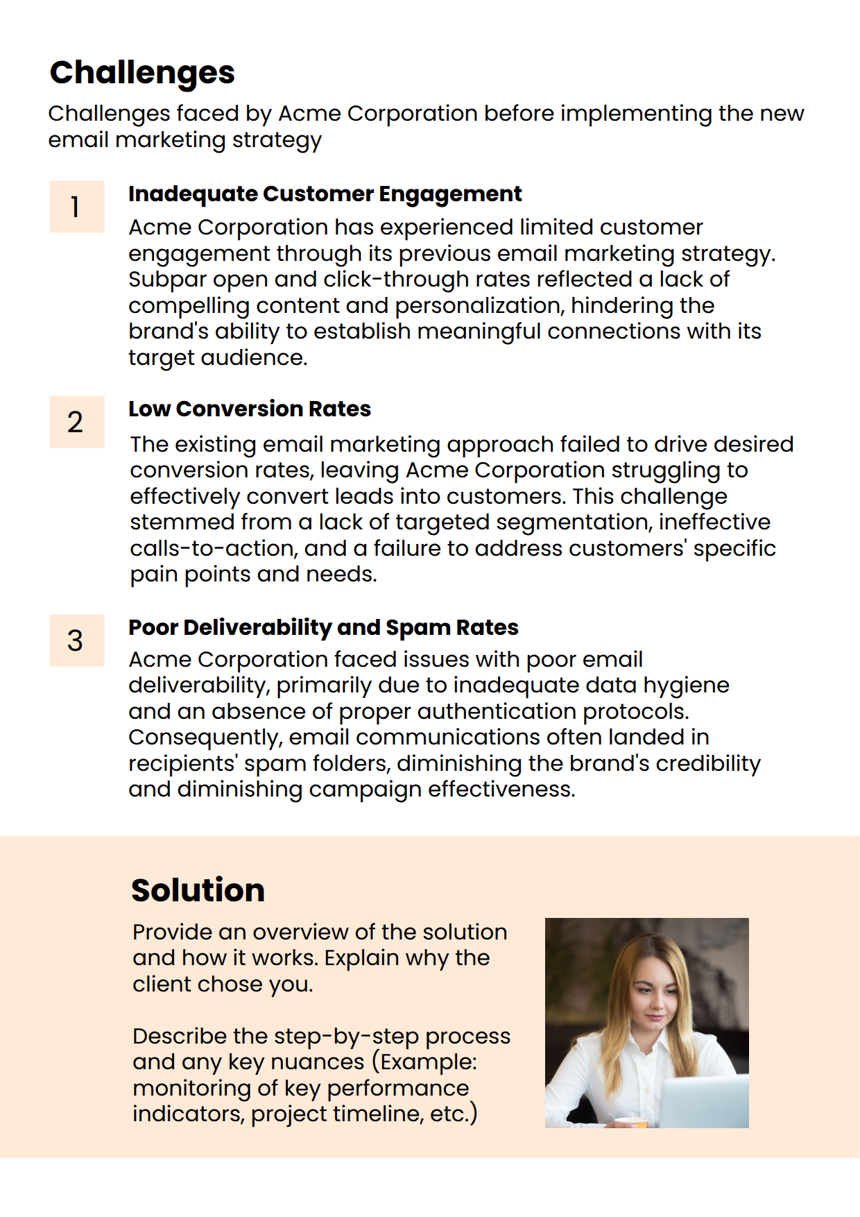 Case Study Template for Email Marketing Key Challenges