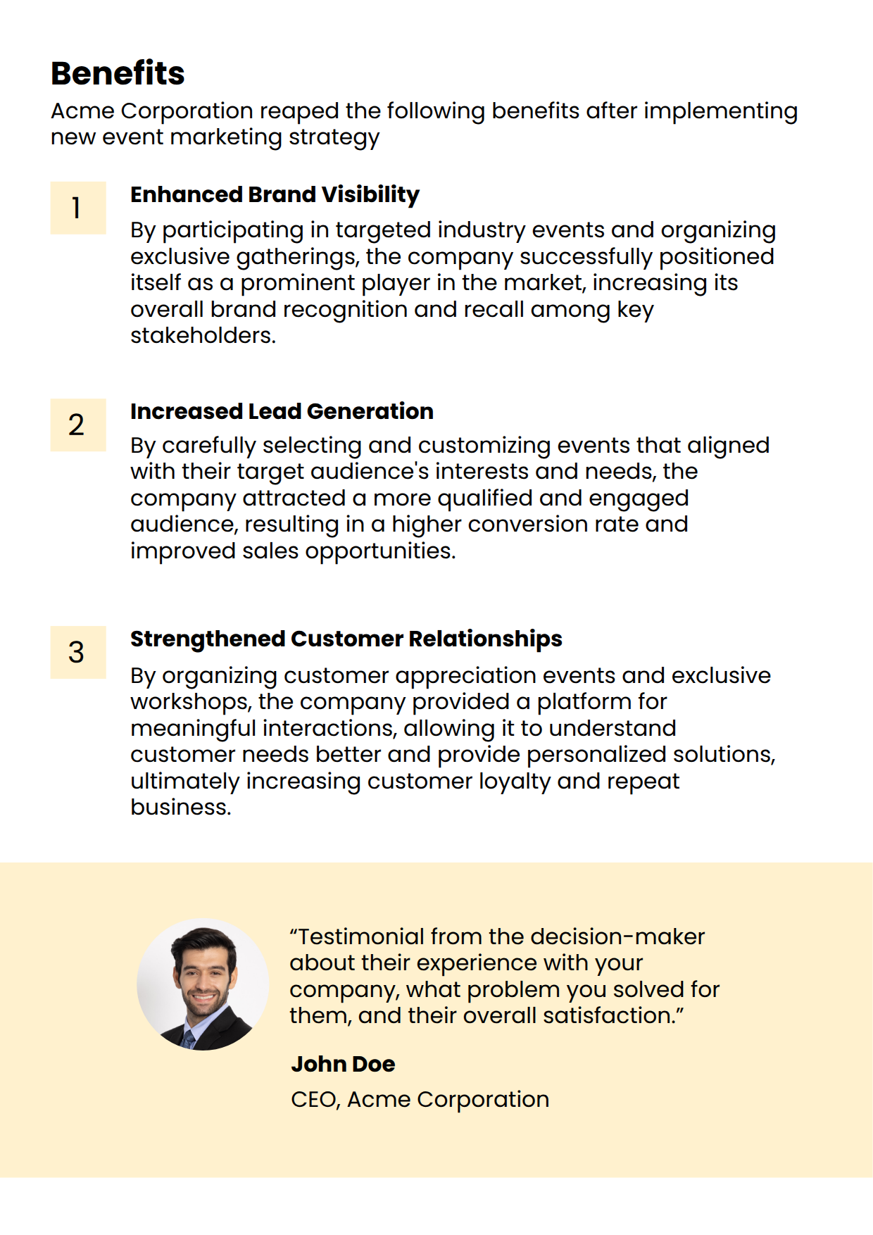 Case Study Template for Event Marketing Key Outcomes