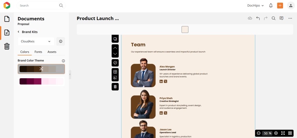 Customizing event template with DocHipo brand kits