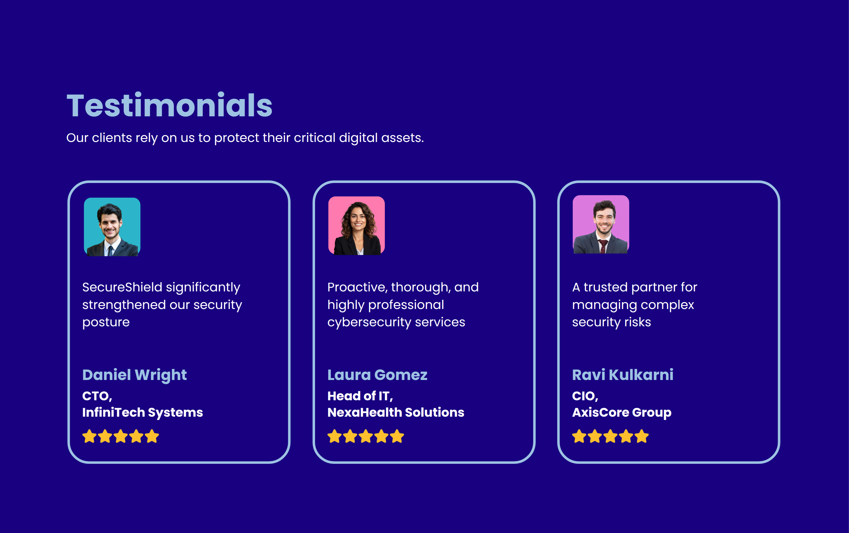 Cybersecurity Services Proposal Testimonials Page