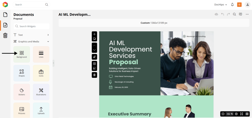 DocHipo Design Widgets for Customization