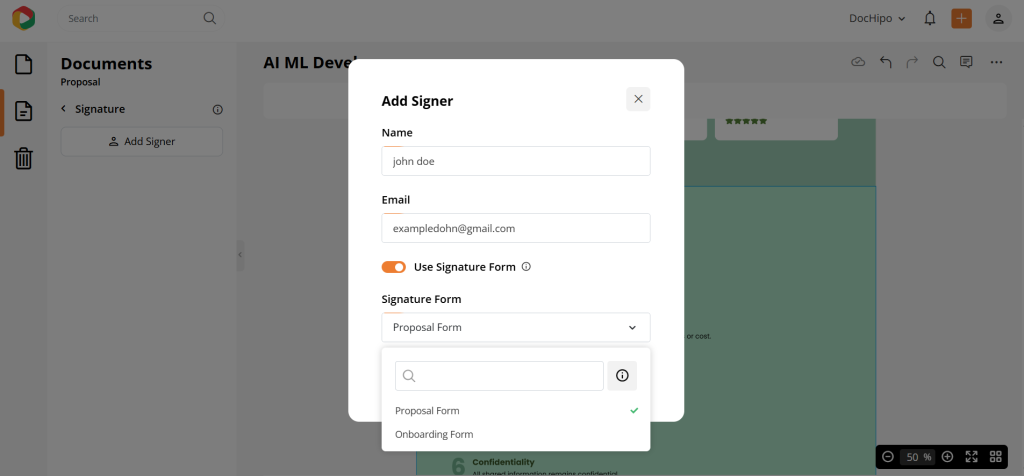 DocHipo e-sign widget