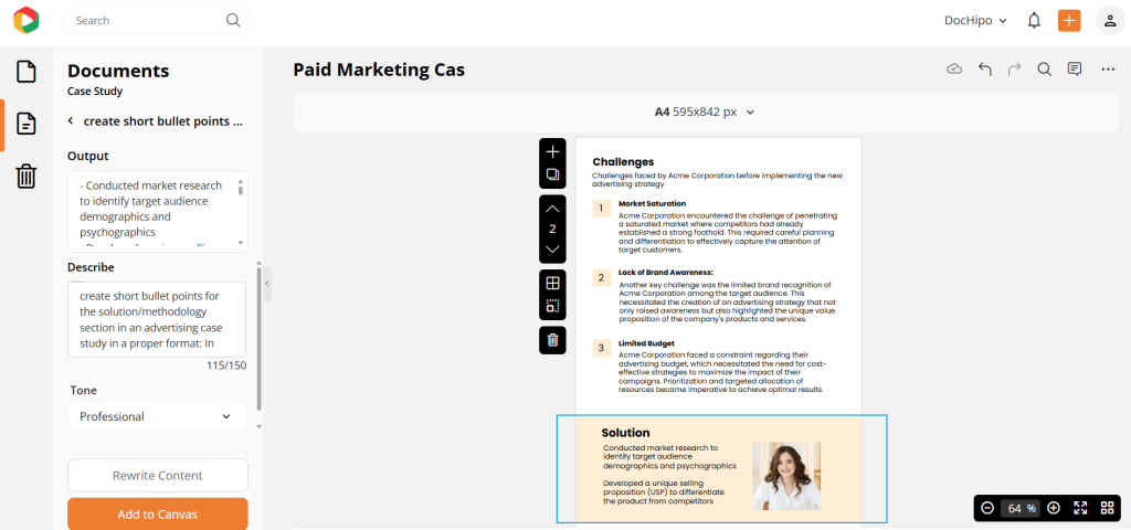 AI Writer in DocHipo
