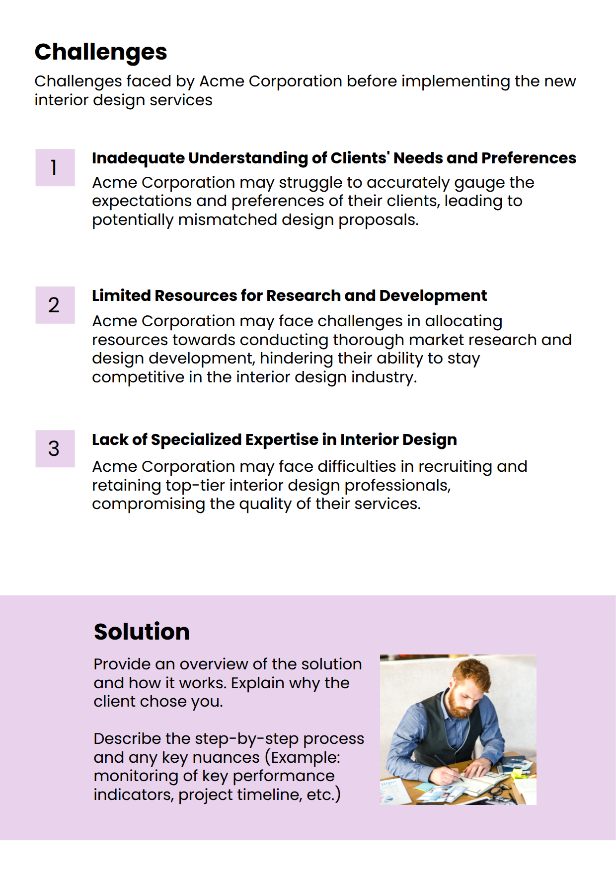 Interior Design Case Study Template Challenges Slide