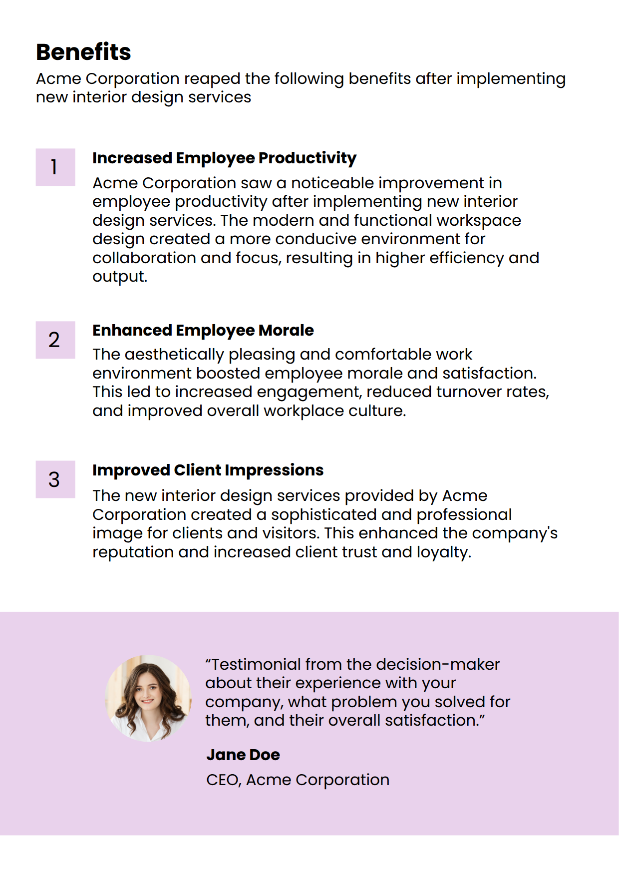 Interior Design Case Study Template Outcomes Slide