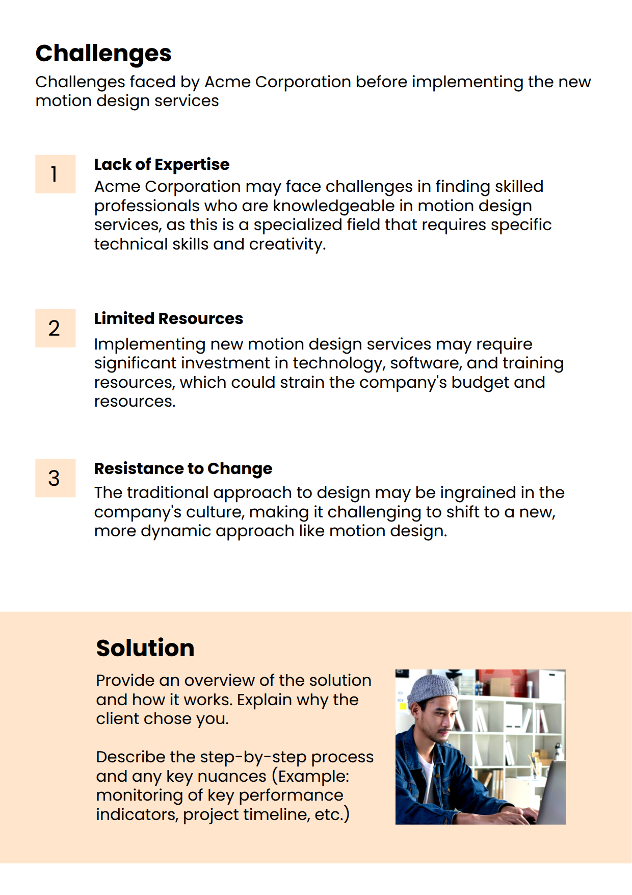 Motion Design Case Study Challenges and Solution Section