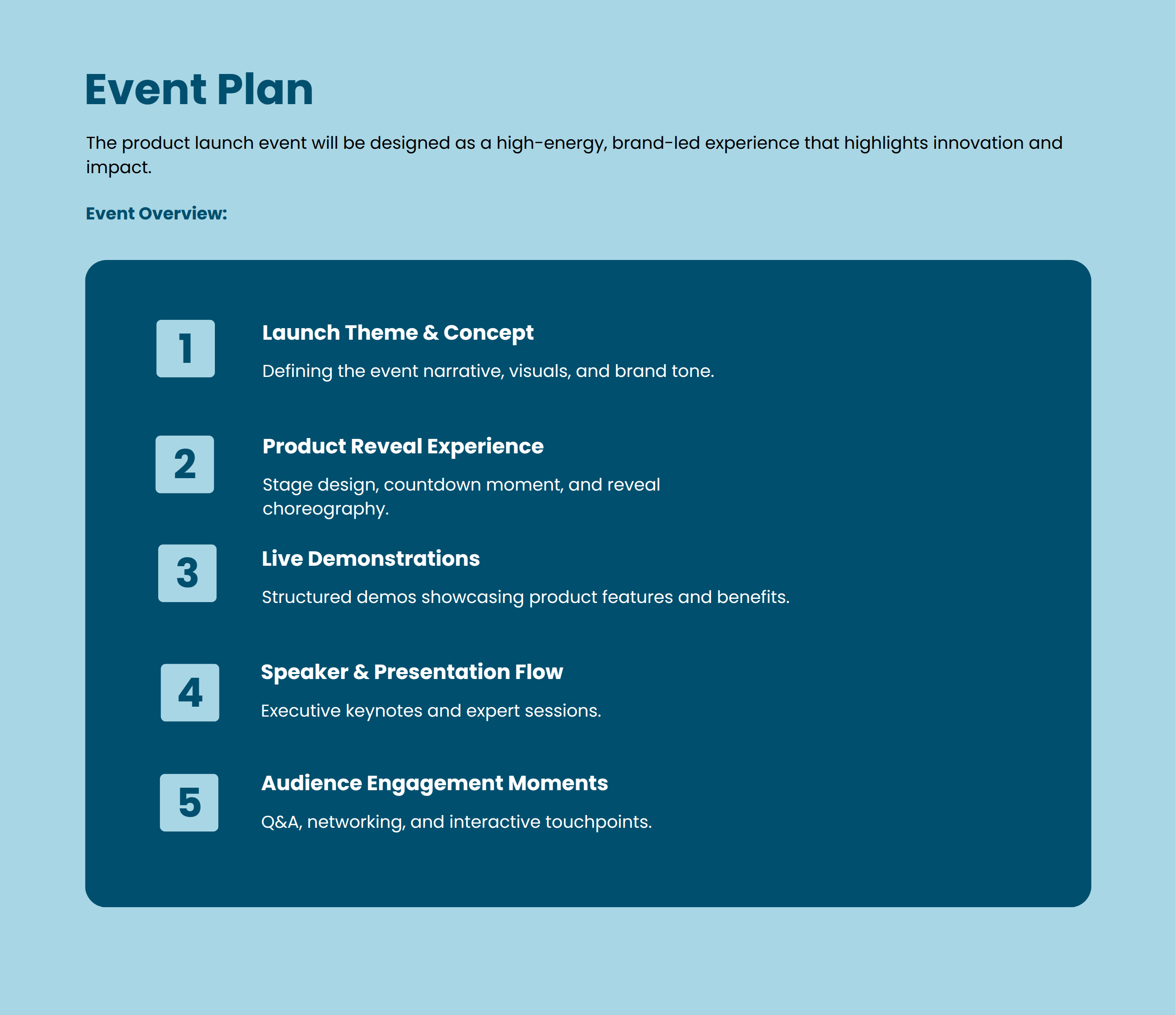 Product Launch Event Proposal Structured Event Plans