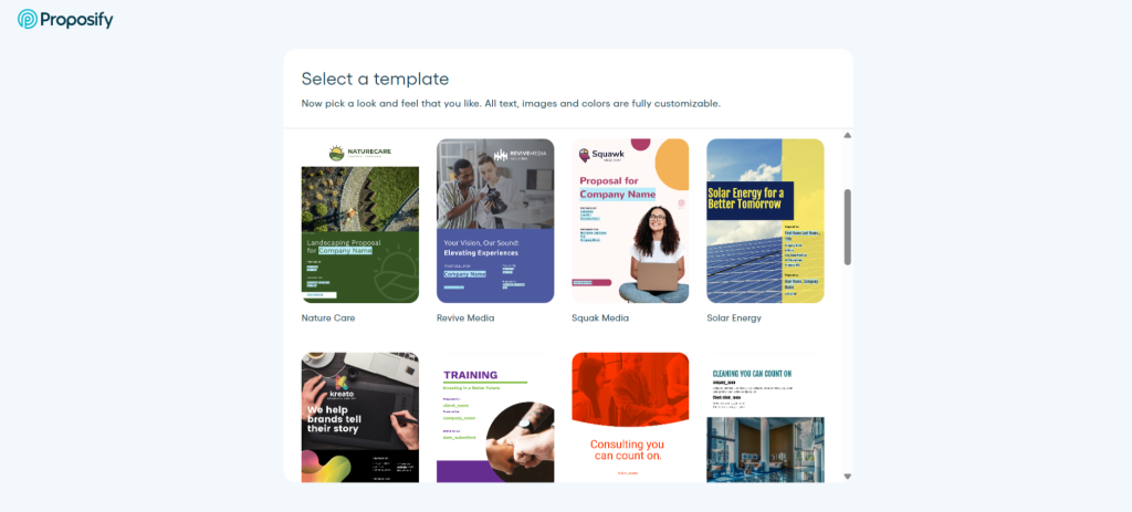 Proposify templates