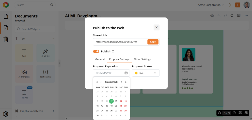Set proposal expiration date in DocHipo