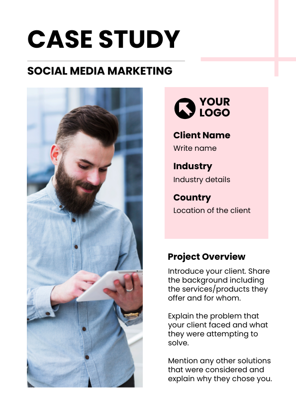 Social media marketing case study template in DocHipo