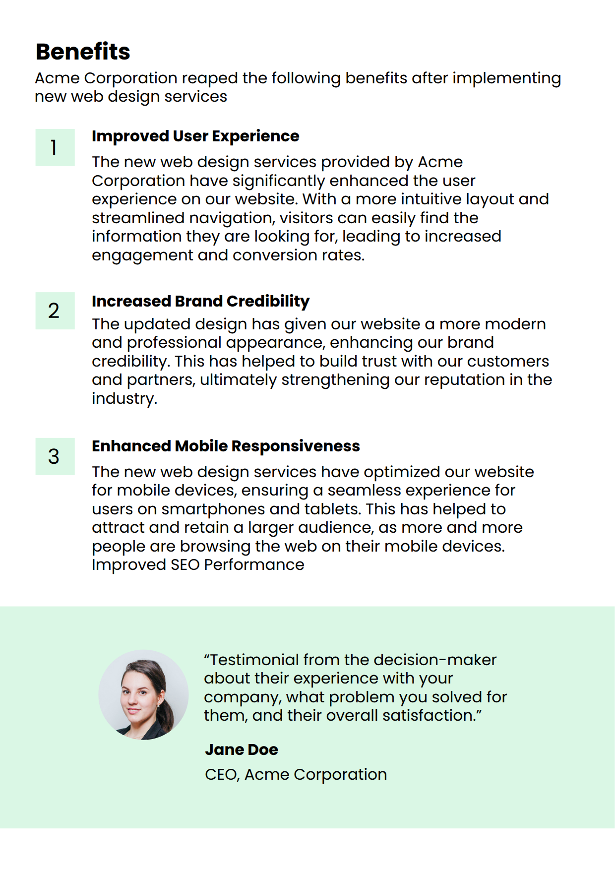 Web Design Case Study Template Benefits
