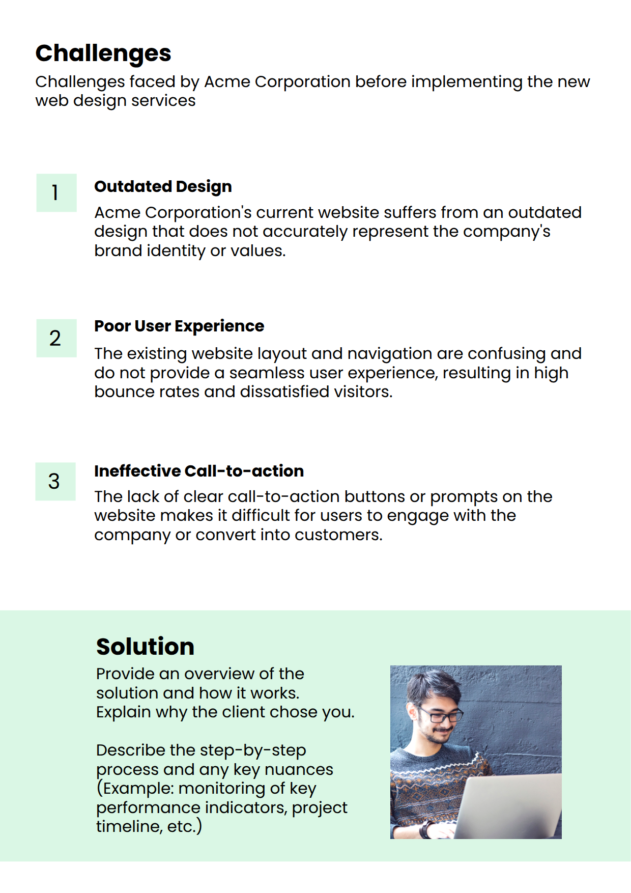 Web Design Case Study Template Challenges