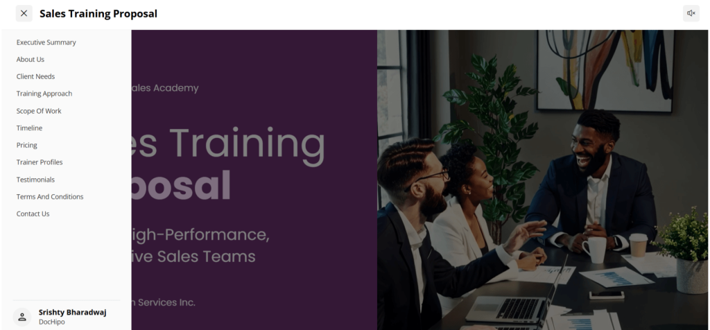 DocHipo proposal template navigation DocHipo proposal template navigation