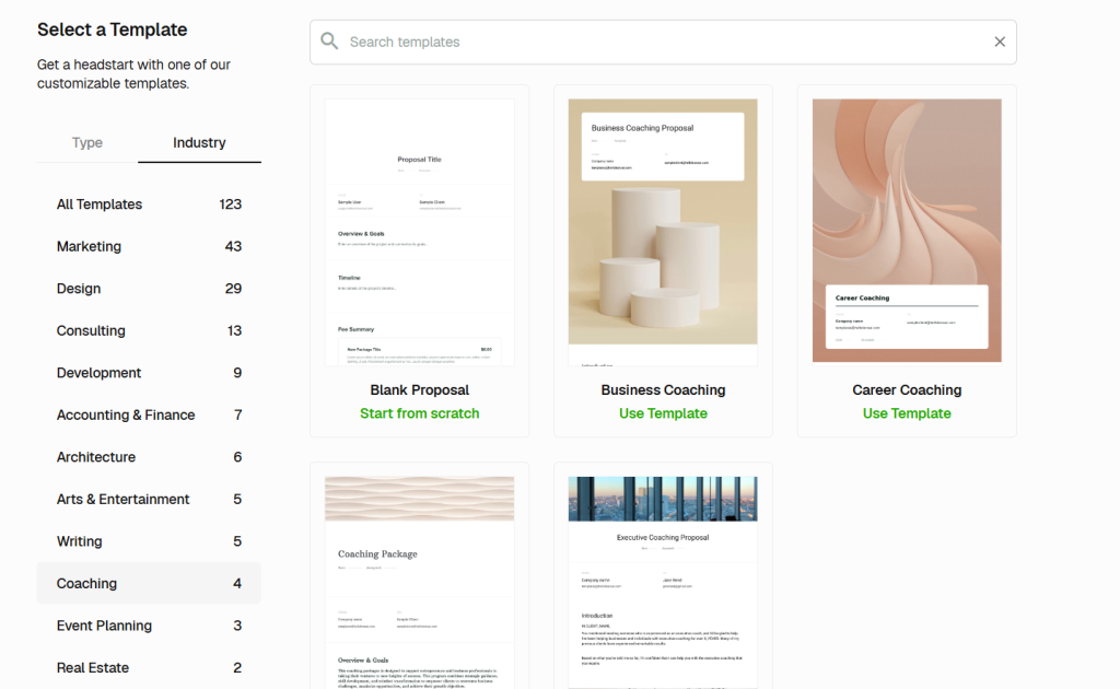 Bonsai proposal builder templates