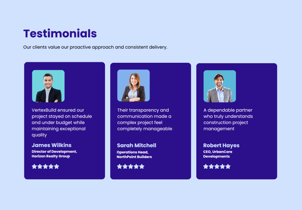 testimonial section for proposal