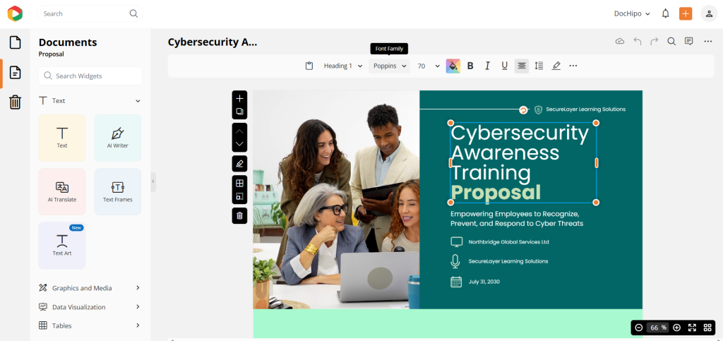 Customize DocHipo training proposal template in the editor