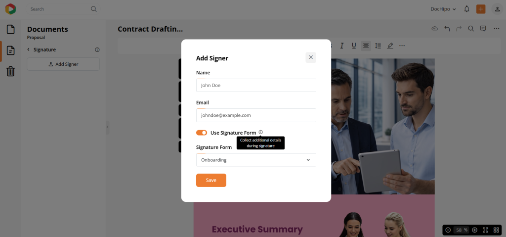 DocHipo e-signature widget for proposals