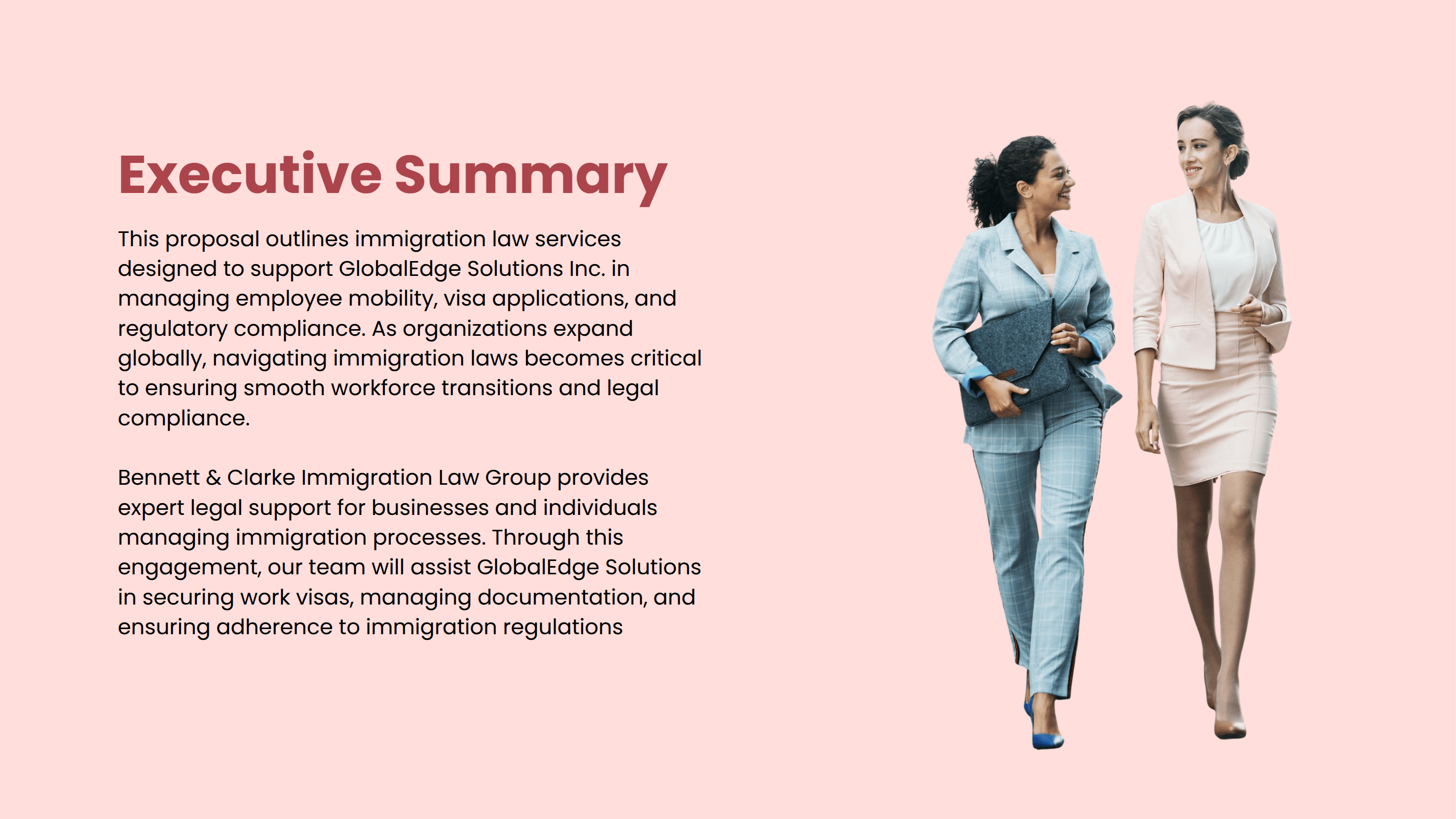 Immigration Law Proposal Template with Executive Summary Slide