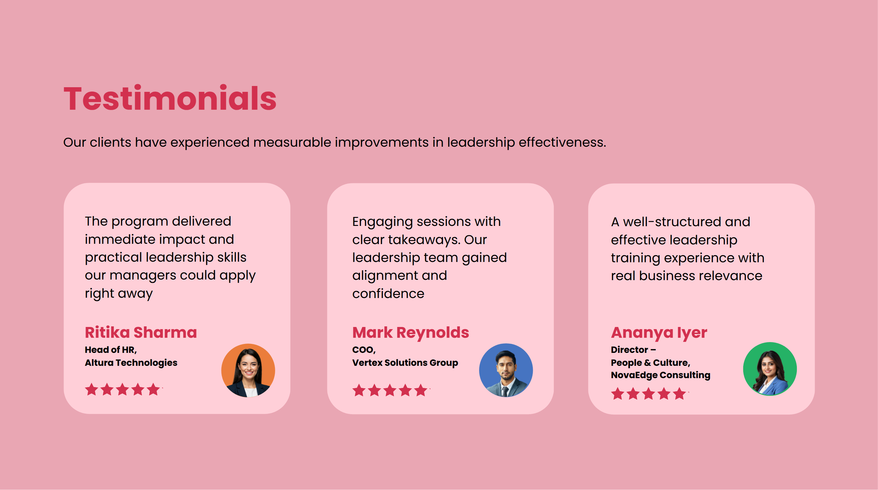 Leadership Training Proposal with the Testimonial Slide