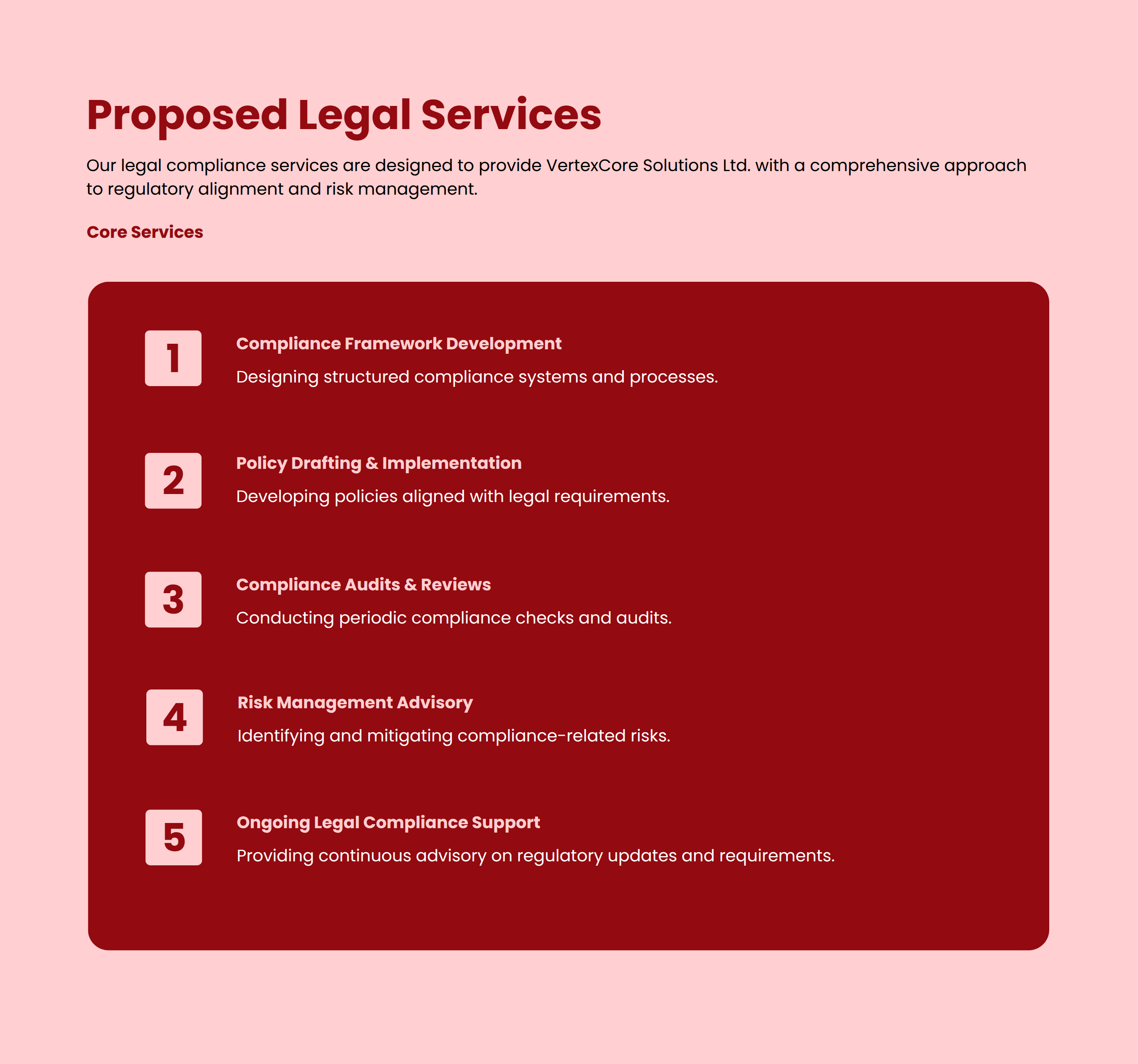 Legal Compliance Proposal Template with Proposed Legal Services