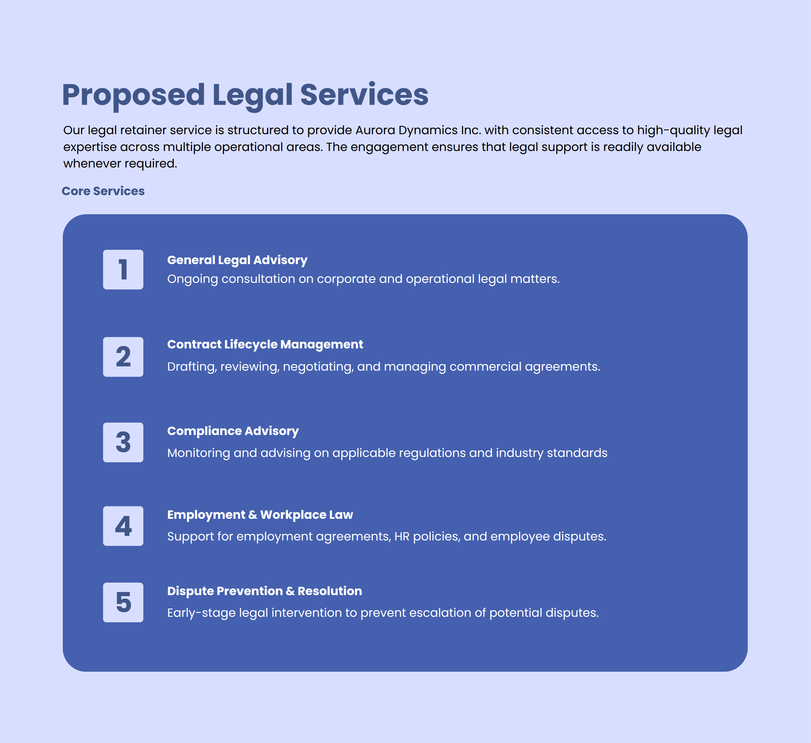 Legal Retainer Proposal Template with Well-Researched Recommendation Section