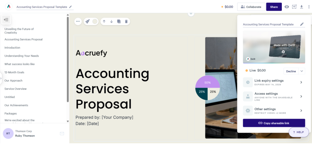 Qwilr access and e-sign