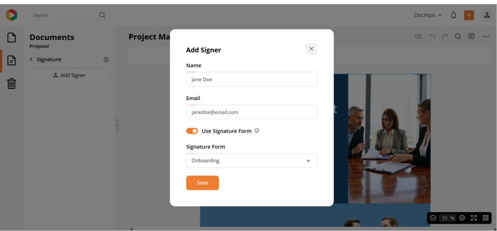 DocHipo access and e-sign