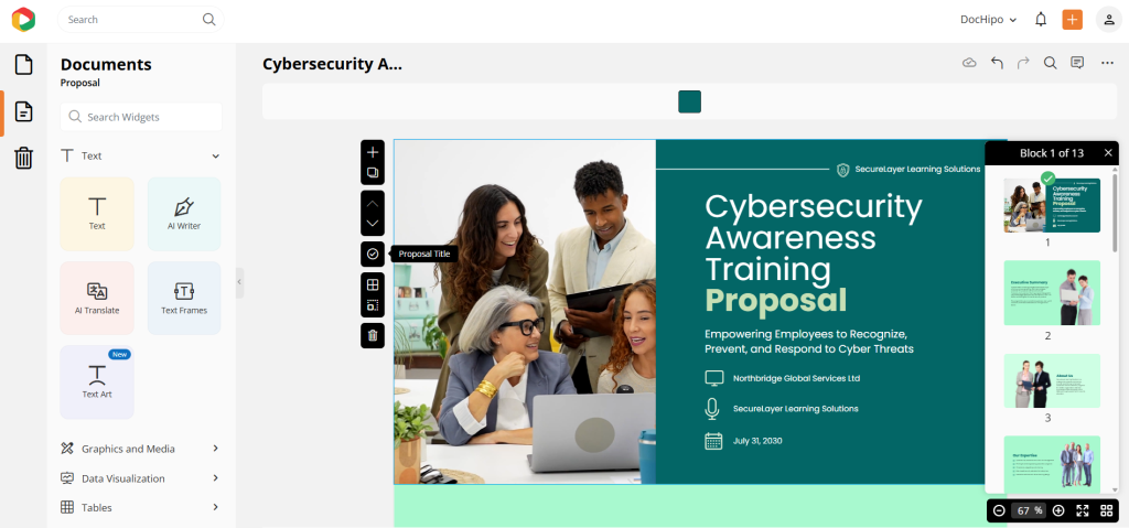 Rearrange Proposal Blocks and Add Block Titles in the DocHipo Editor