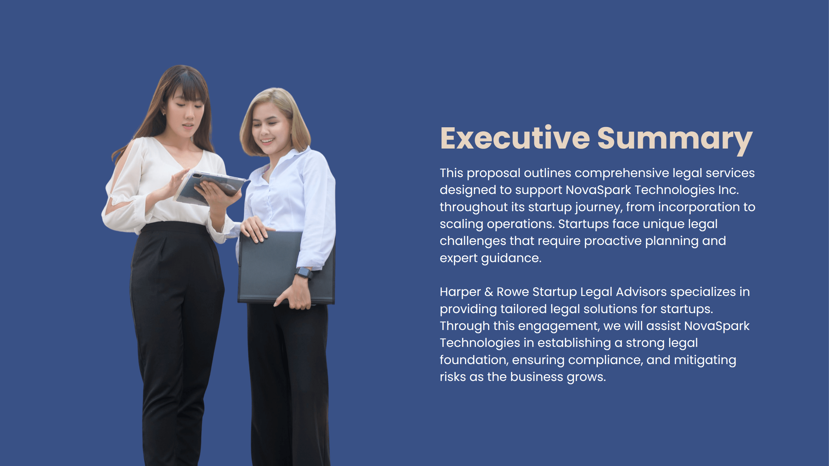 Startup Legal Services Proposal Template with a Concise Executive Summary Section