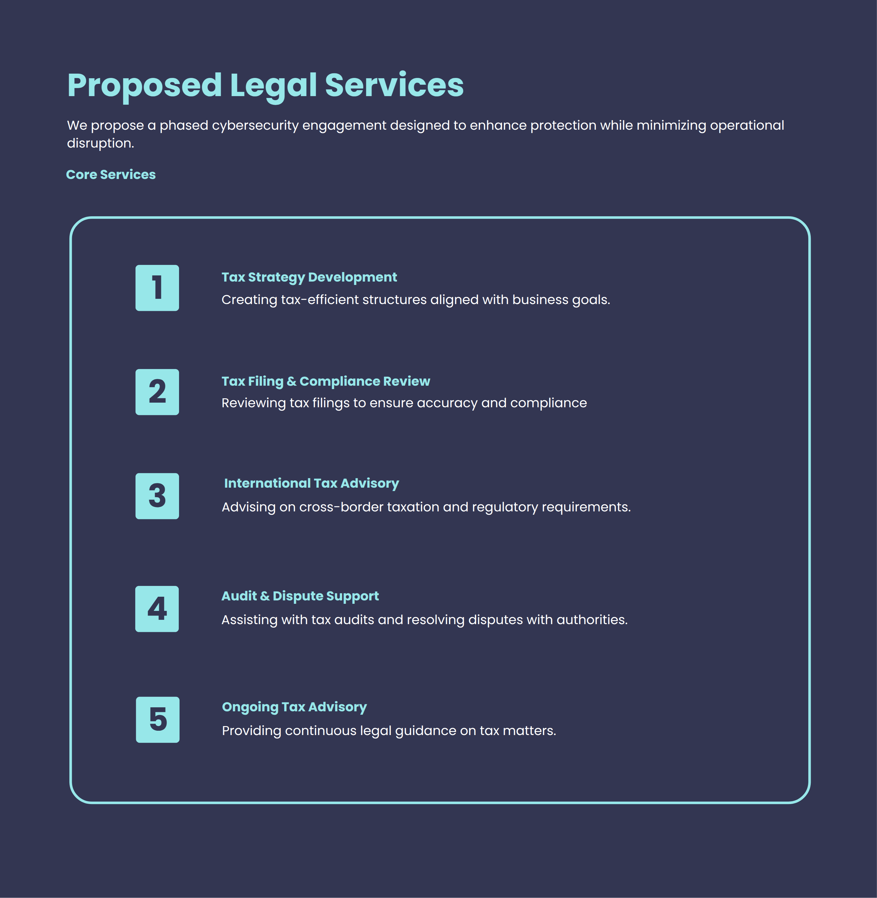 Tax Law Services Proposal Template with Proposed Legal Solutions