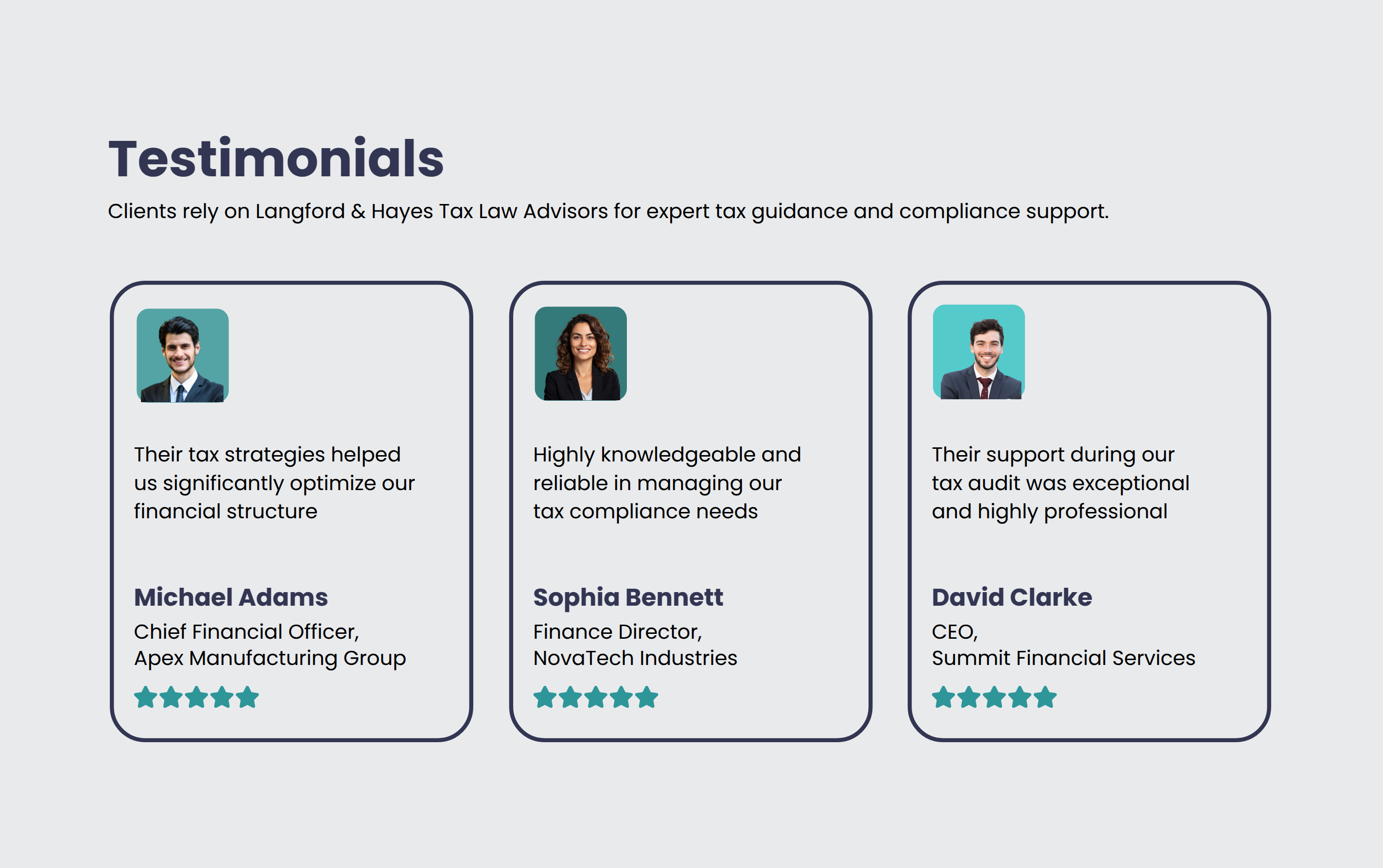 Tax Law Services Proposal Template with Testimonials